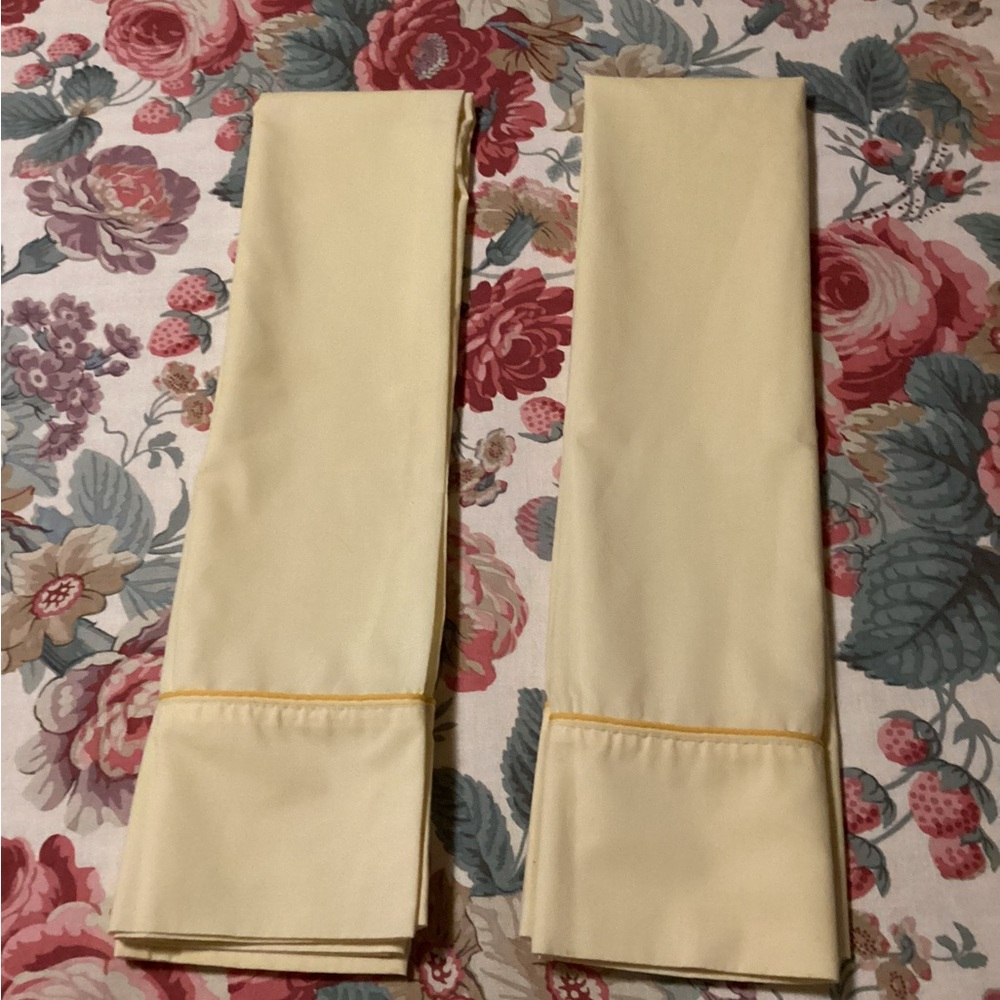 Vintage pair of  King size Yellow pillow cases
